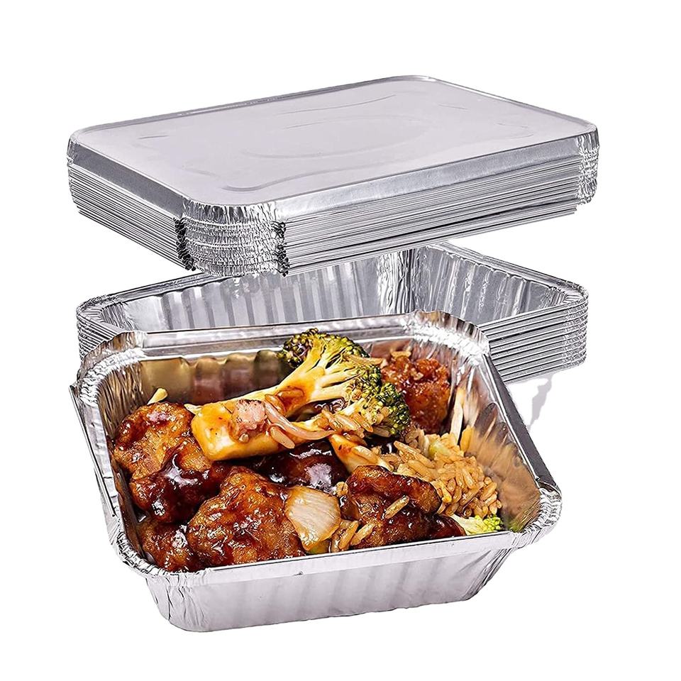 Custom Rectangular Aluminum Foil Containers - 1100ml Takeout Trays