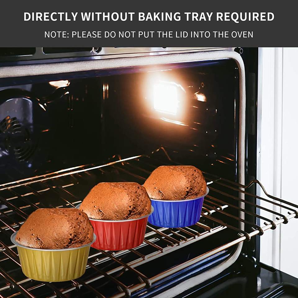 Round Aluminum Foil Containers with Cardboard Lid - 120ml for Baking & Takeout