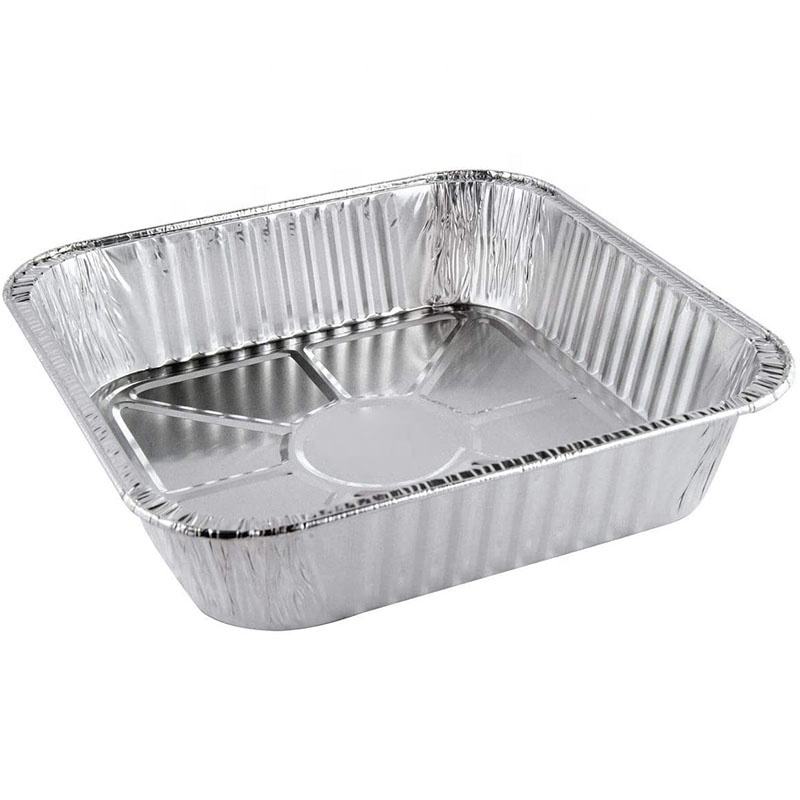 8x9 Inch Square Aluminum Foil Baking Loaf Pan 1350ml with Plastic Lid - LWS-SQ 204