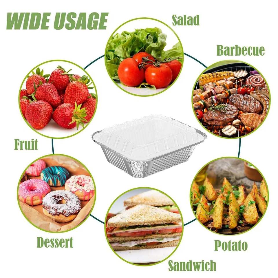 Disposable Aluminum Foil Food Containers with Plastic Lids - Eco-Friendly, 1000ml