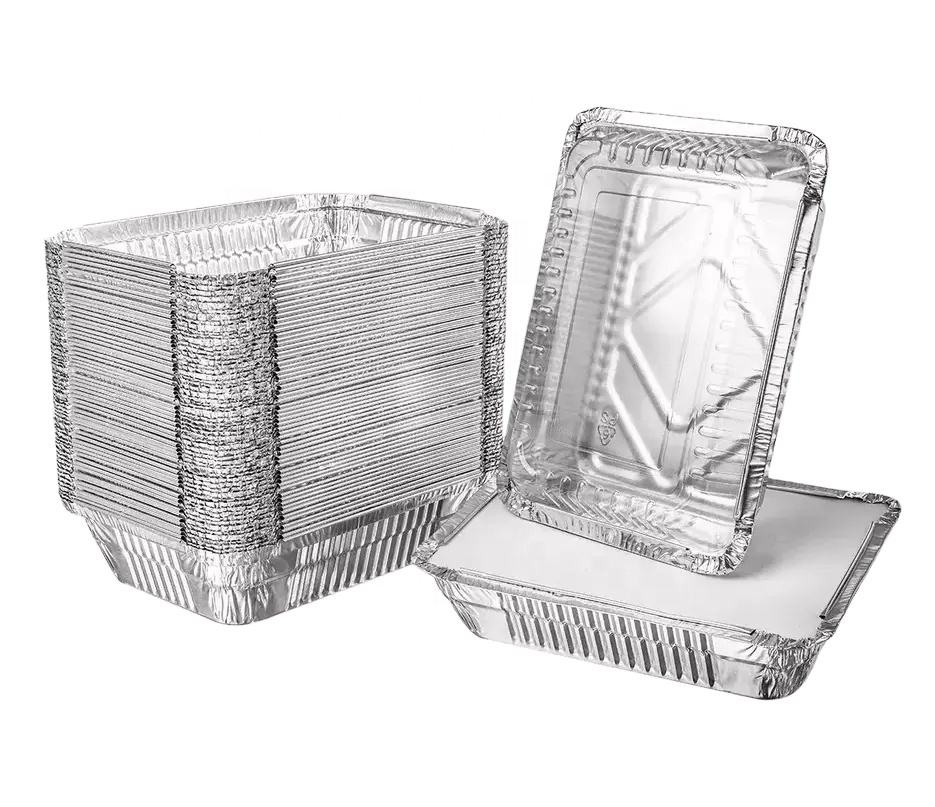 Custom Rectangular Aluminum Foil Containers - 1100ml Takeout Trays