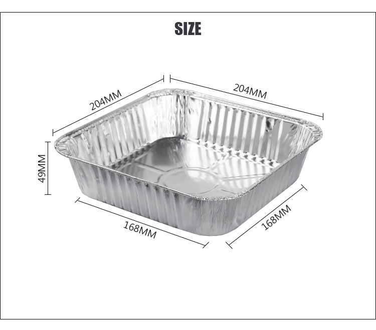 8x9 Inch Square Aluminum Foil Baking Loaf Pan 1350ml with Plastic Lid - LWS-SQ 204