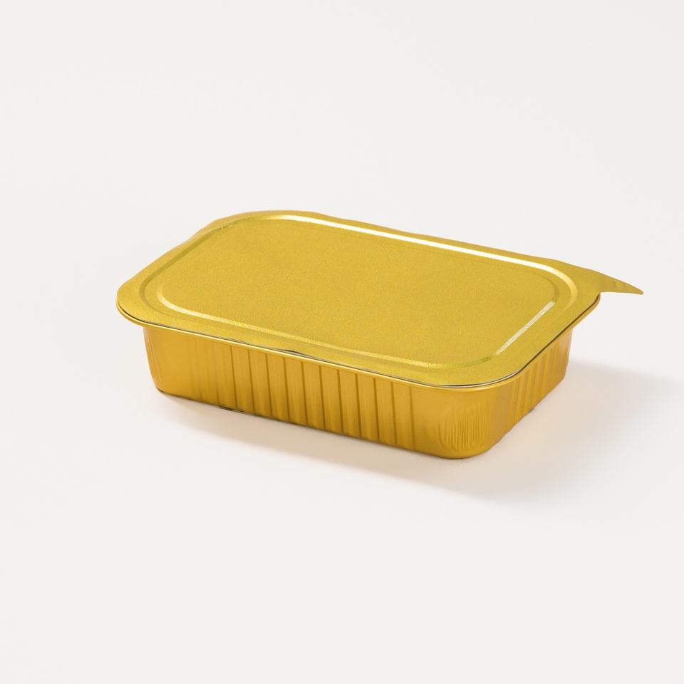Premium Gold Oblong Aluminum Foil Containers with Custom Lids for Food Service