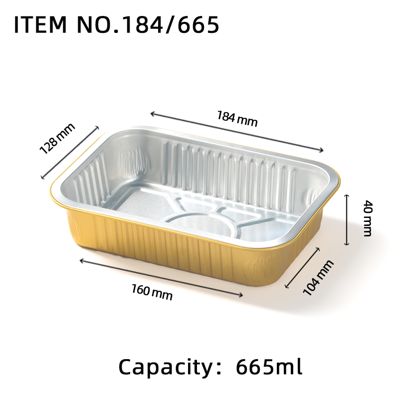 Premium Gold Oblong Aluminum Foil Containers with Custom Lids for Food Service