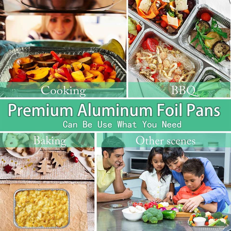 Disposable Aluminum Foil Food Containers with Plastic Lids - Eco-Friendly, 1000ml