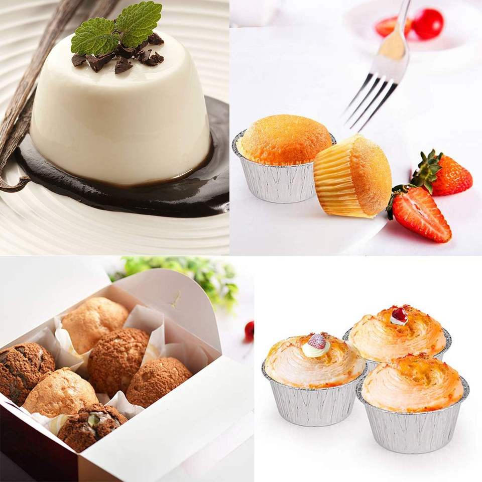 3 Inch Mini Aluminum Foil Tart Trays & Cupcake Liners for Baking